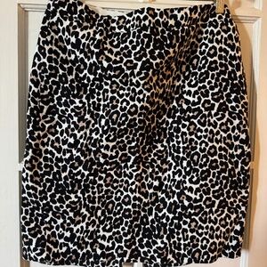 J. CREW x2 Knee Length Size 4 Skirts - Black Wool + Leopard Print Heavy Cotton